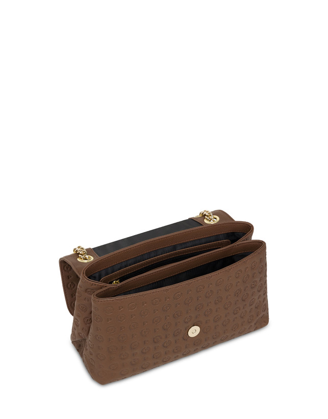Pollini Borsa A Spalla In Vitello Heritage Logo Embossed Marrone Online
