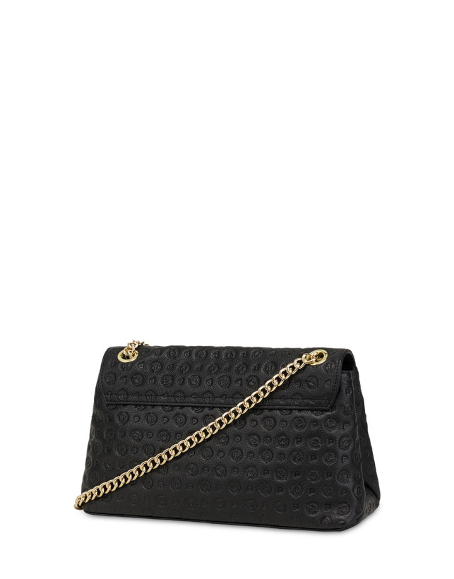 Pollini Borsa A Spalla In Vitello Heritage Logo Embossed Nero Outlet