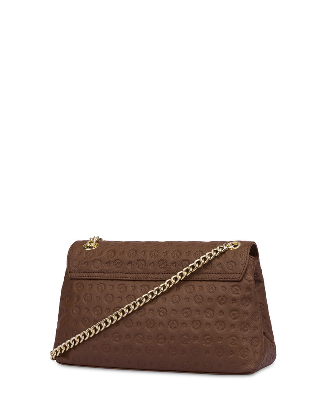Pollini Borsa A Spalla Heritage Logo Embossed Marrone Sottocosto