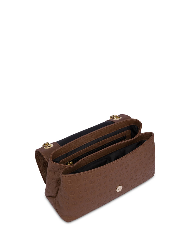 Pollini Borsa A Spalla Heritage Logo Embossed Marrone Sottocosto
