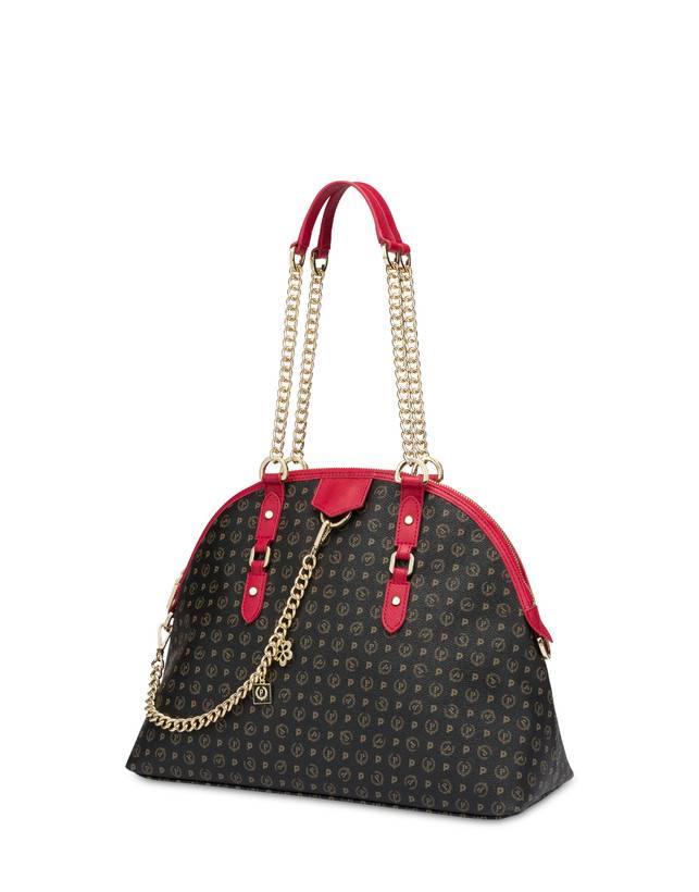 Pollini Borsa A Spalla Heritage Logo Classic Nero/lacca Economico