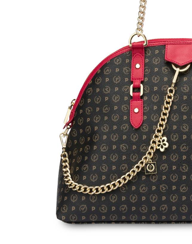 Pollini Borsa A Spalla Heritage Logo Classic Nero/lacca Economico