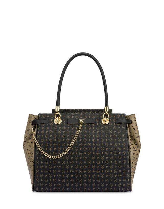 Pollini Borsa A Mano Bicolore Heritage Soft Touch Nero/taupe/nero Saldi