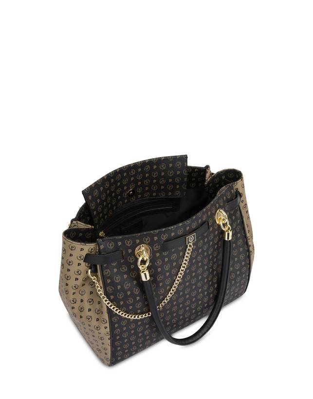 Pollini Borsa A Mano Bicolore Heritage Soft Touch Nero/taupe/nero Saldi