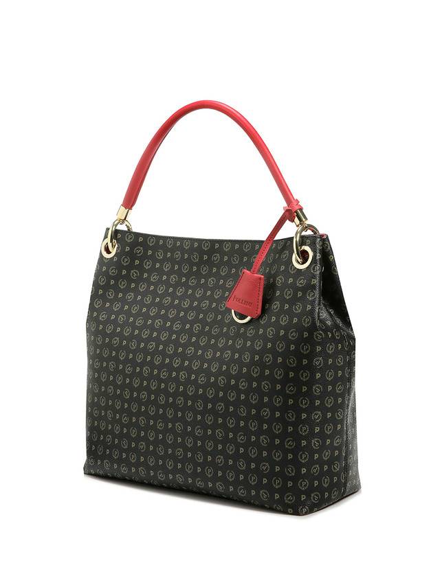 Pollini Borsa A Spalla Heritage Logo Classic Nero/lacca Saldi Di Fabbrica