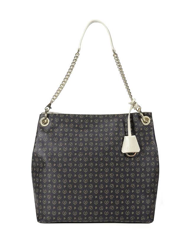 Pollini Borsa A Spalla Heritage Logo Classic Nero/avorio I Più Venduti
