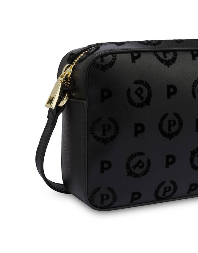 Pollini Borsa A Tracolla Heritage Flock Nero/nero Negozio