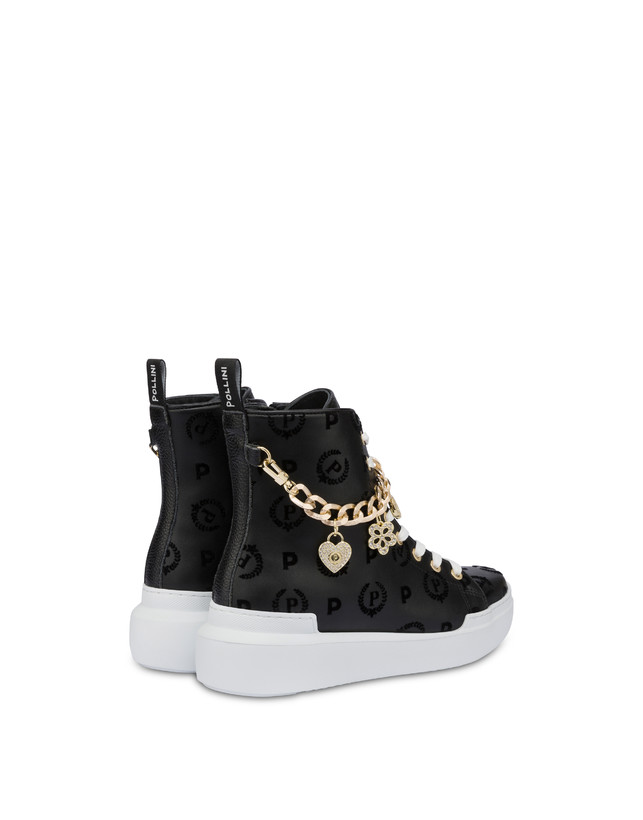 Pollini High Sneakers Con Charms Heritage Flock Nero/nero Negozio online di fabbrica