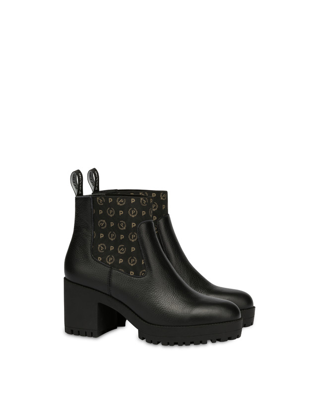 Pollini Stivaletti In Vitello Logo Heritage Nero/nero Comprare a buon mercato