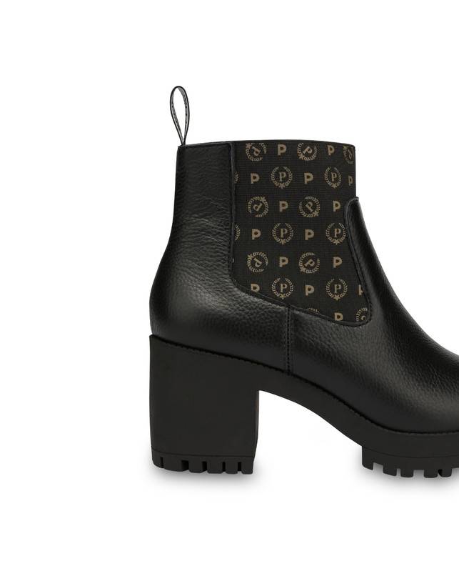 Pollini Stivaletti In Vitello Logo Heritage Nero/nero Comprare a buon mercato