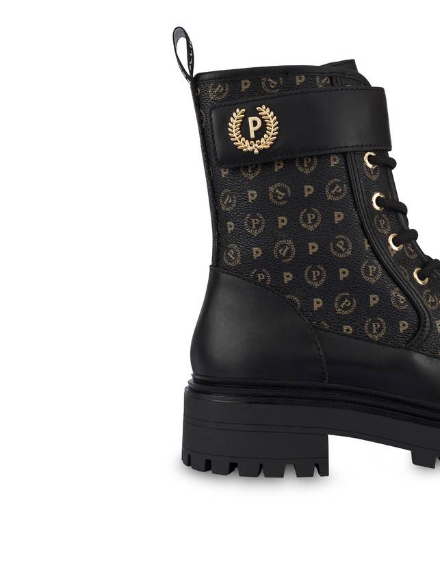 Pollini Combat Boot Heritage Logo Classic Nero/nero Grande vendita