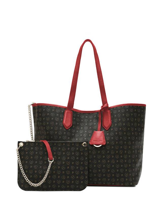 Pollini Borsa Shopping Heritage Logo Classic Nero/lacca Offerta Giorno del Papà