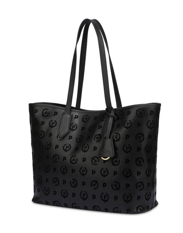 Pollini Shopping Bag Heritage Flock Nero/nero Offerta Anniversario