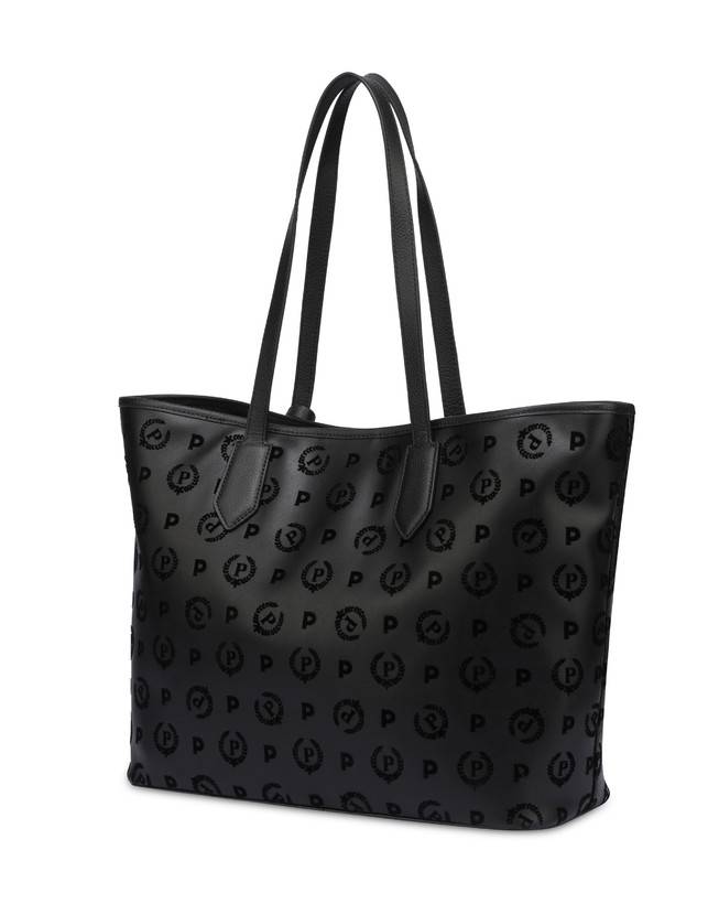 Pollini Shopping Bag Heritage Flock Nero/nero Offerta Anniversario