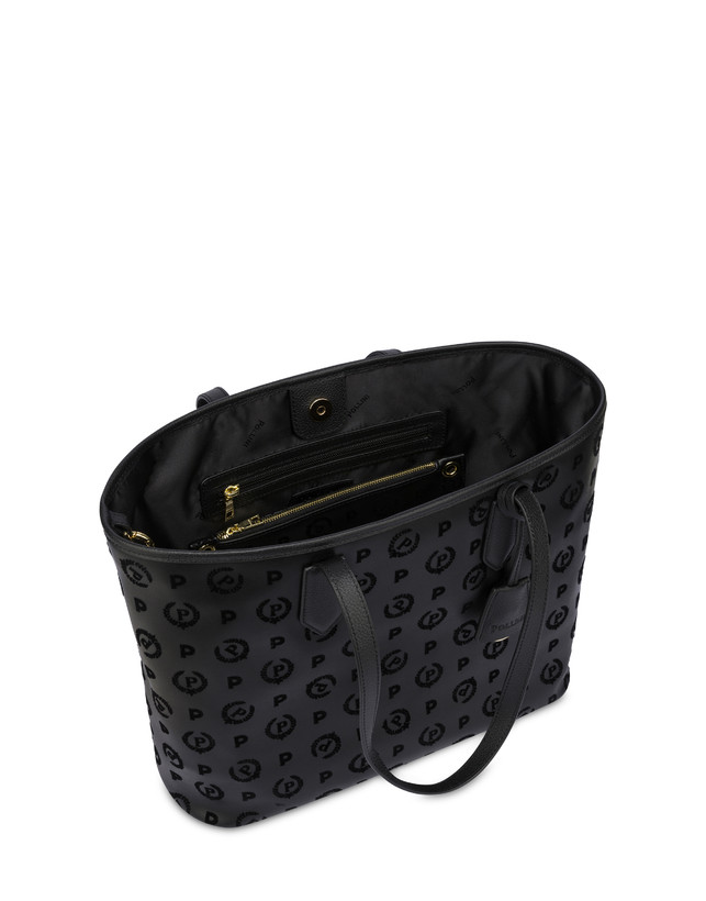 Pollini Shopping Bag Heritage Flock Nero/nero Offerta Anniversario