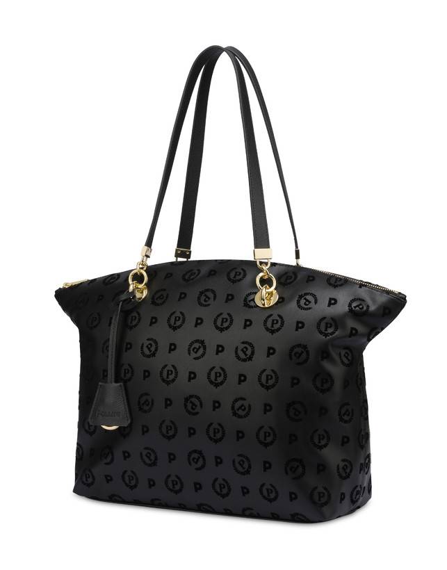 Pollini Tote Bag Heritage Flock Nero/nero Smaltimento dello stoccaggio