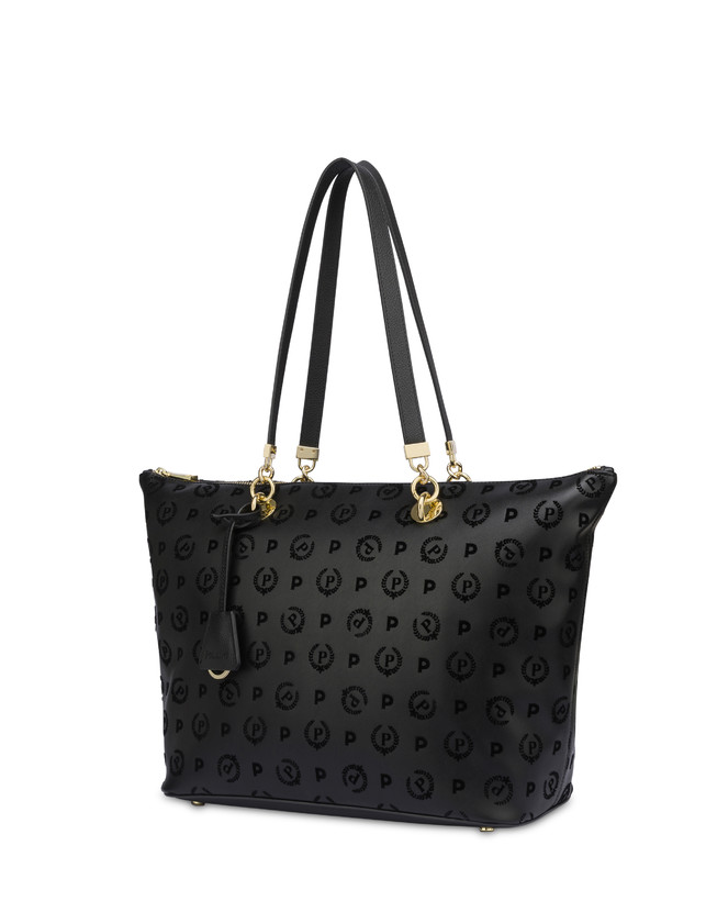 Pollini Shopping Bag Con Manici Intercambiabili Heritage Flock Nero/nero Liquidazione