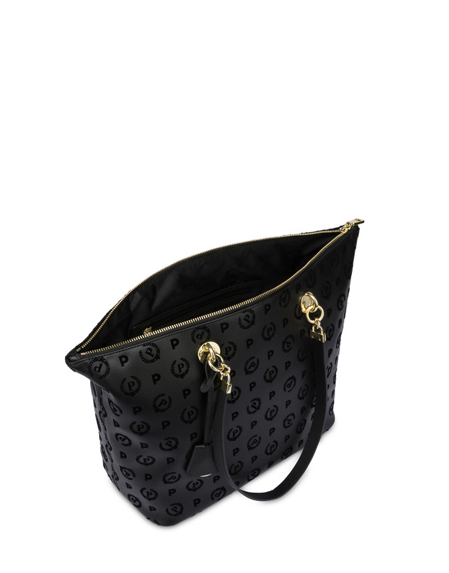 Pollini Shopping Bag Con Manici Intercambiabili Heritage Flock Nero/nero Liquidazione