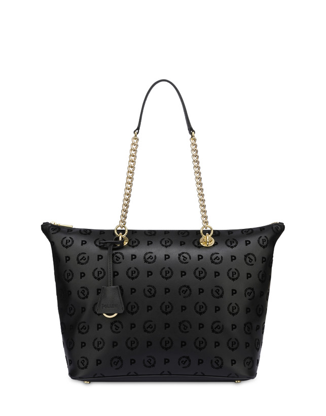 Pollini Shopping Bag Con Manici Intercambiabili Heritage Flock Nero/nero Liquidazione