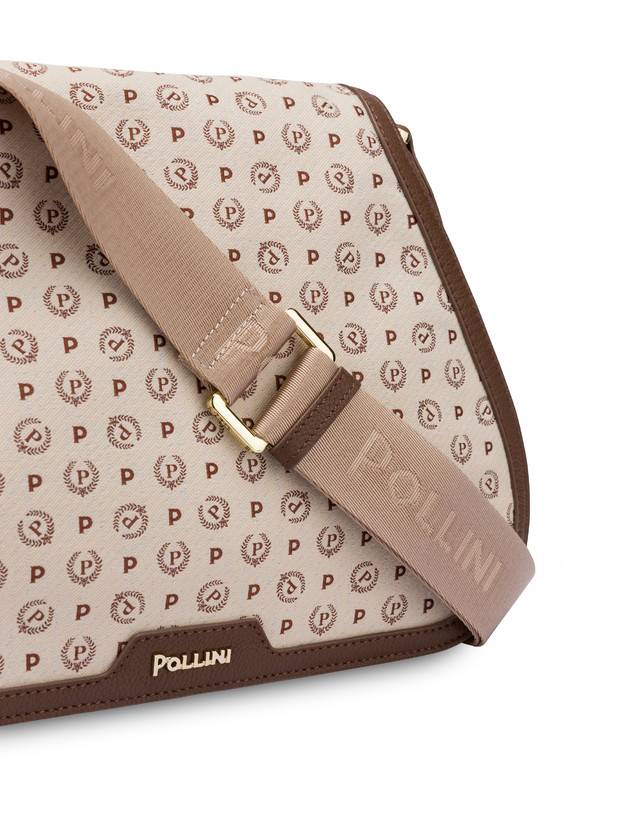 Pollini Borsa A Tracolla Heritage Denim Jacquard Avorio/marrone Prezzo basso