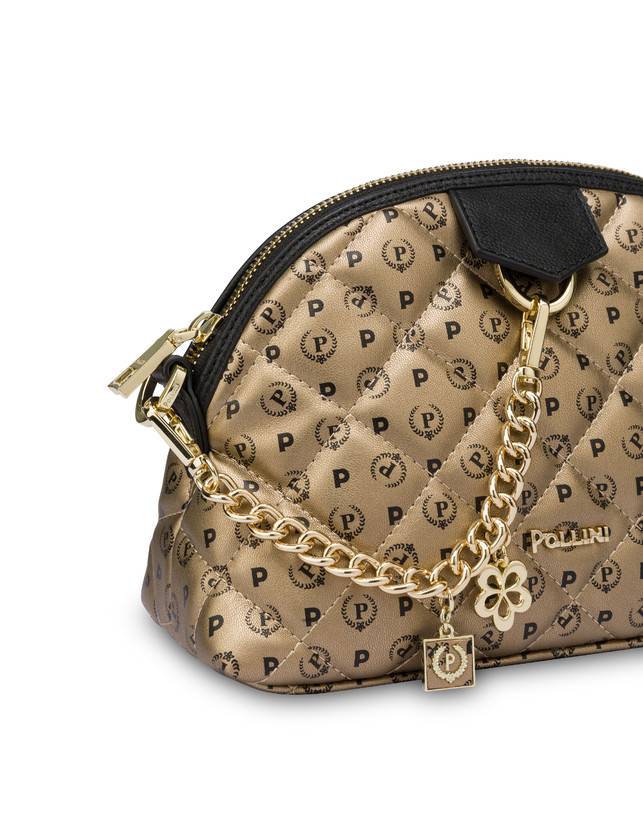 Pollini Borsa A Tracolla Heritage Matelassé Oro/nero Super Saving Price
