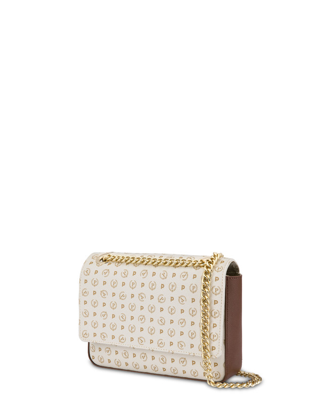 Pollini Borsa A Spalla Con Catena Heritage Logo Classic Avorio/marrone ACQUISTA ORA