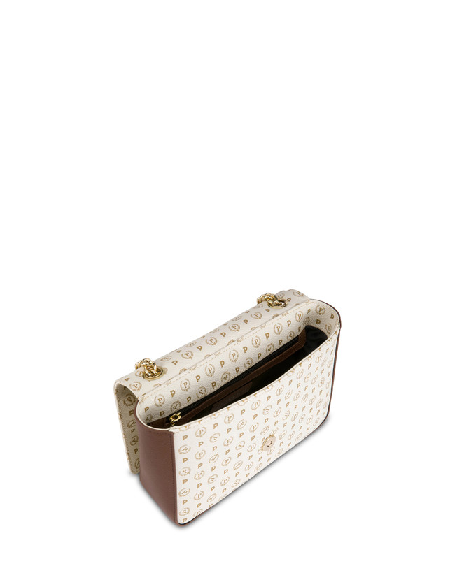 Pollini Borsa A Spalla Con Catena Heritage Logo Classic Avorio/marrone ACQUISTA ORA