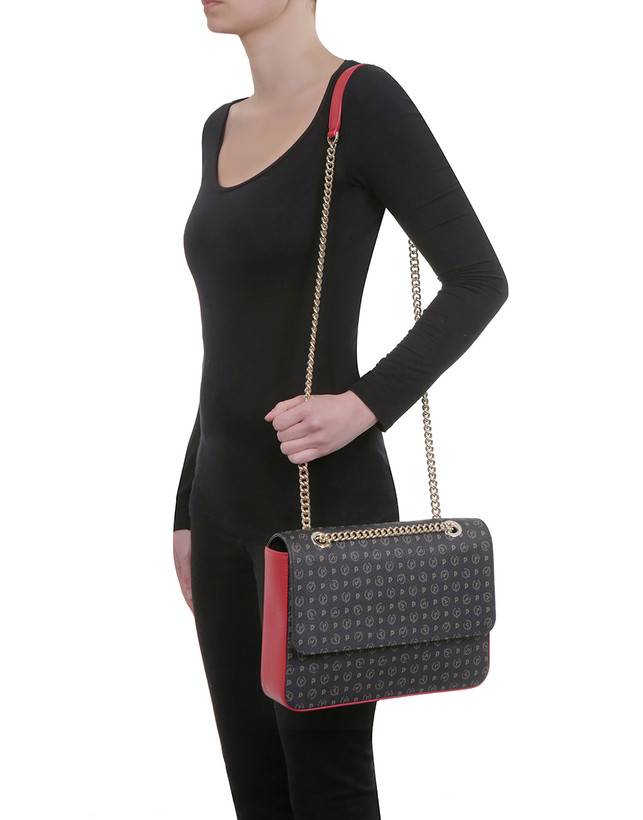 Pollini Borsa A Spalla Con Catena Heritage Logo Classic Nero/lacca Ultimi due giorni