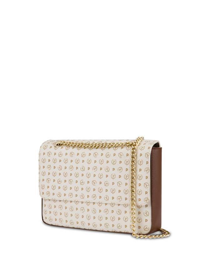 Pollini Borsa A Spalla Con Catena Heritage Logo Classic Avorio/marrone Ultimo giorno