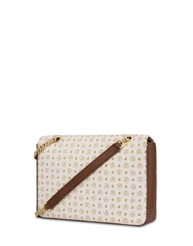Pollini Borsa A Spalla Con Catena Heritage Logo Classic Avorio/marrone Ultimo giorno