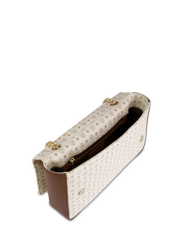 Pollini Borsa A Spalla Con Catena Heritage Logo Classic Avorio/marrone Ultimo giorno