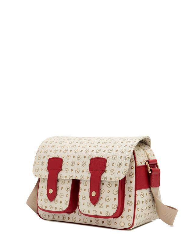 Pollini Borsa Messenger Heritage Logo Classic Avorio/lacca Fino al 50% di sconto