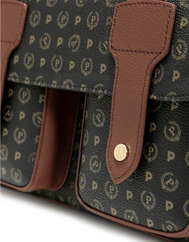Pollini Borsa A Spalla Multitasche Heritage Logo Classic Nero/marrone Fino al 65% di sconto