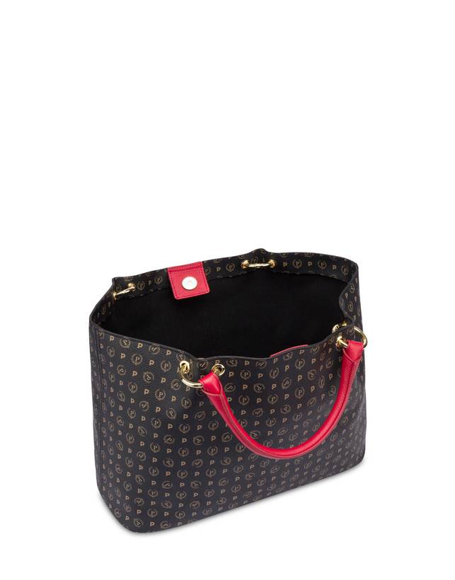 Pollini Borsa Doppio Manico In Pvc Heritage Logo Classic Nero/lacca Sostegno trimestrale