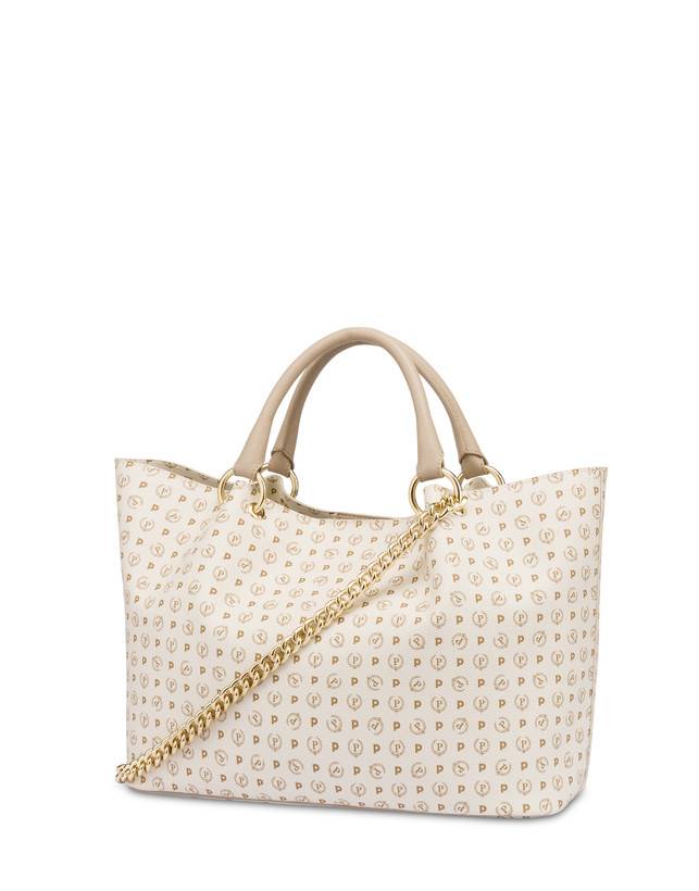 Pollini Borsa Doppio Manico In Pvc Heritage Logo Classic Avorio/ghiaccio Fino al 55% di sconto
