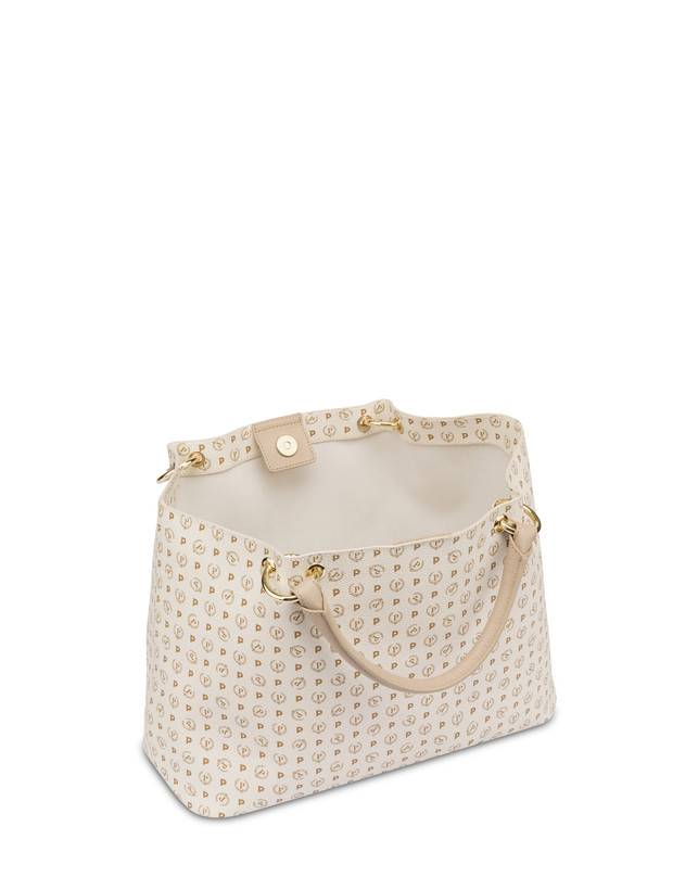 Pollini Borsa Doppio Manico In Pvc Heritage Logo Classic Avorio/ghiaccio Fino al 55% di sconto