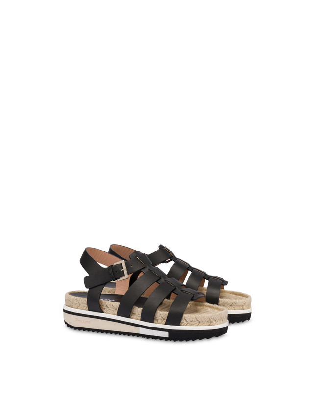 Pollini Sandali Fussbett In Vacchetta Flower Garden Nero Super sconto