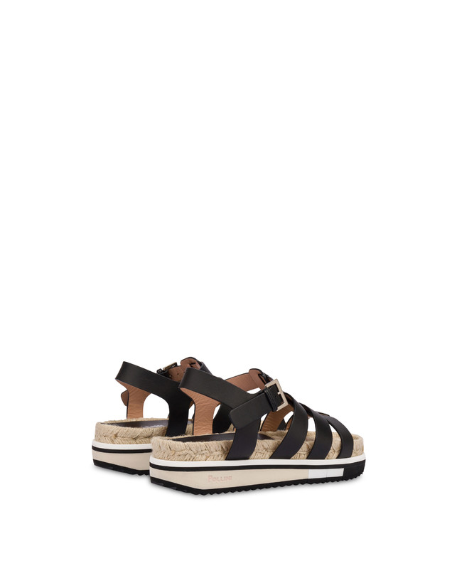 Pollini Sandali Fussbett In Vacchetta Flower Garden Nero Super sconto