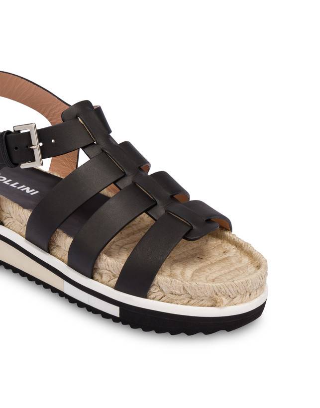 Pollini Sandali Fussbett In Vacchetta Flower Garden Nero Super sconto