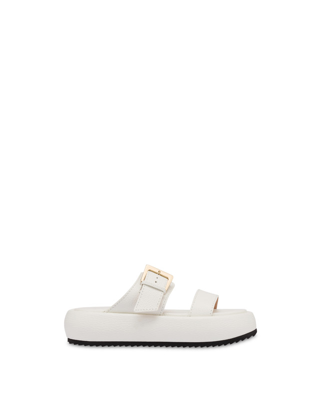Pollini Sandali Flatform In Vitello Bottalato Ethos Bianco Officina