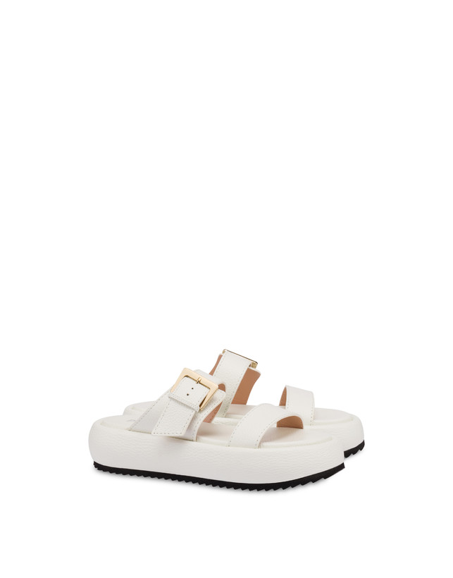 Pollini Sandali Flatform In Vitello Bottalato Ethos Bianco Officina