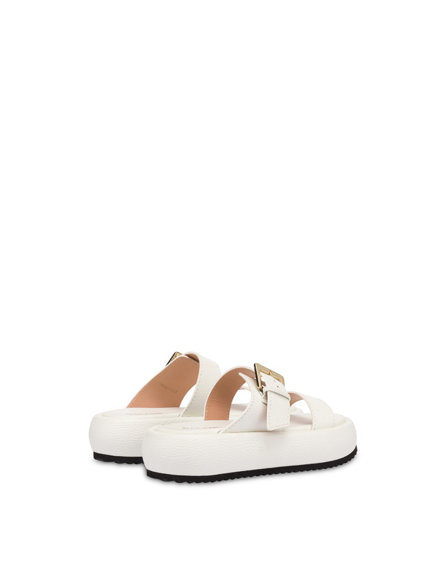 Pollini Sandali Flatform In Vitello Bottalato Ethos Bianco Officina