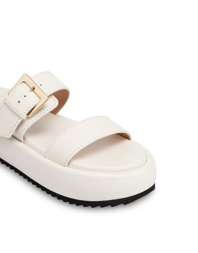 Pollini Sandali Flatform In Vitello Bottalato Ethos Bianco Officina
