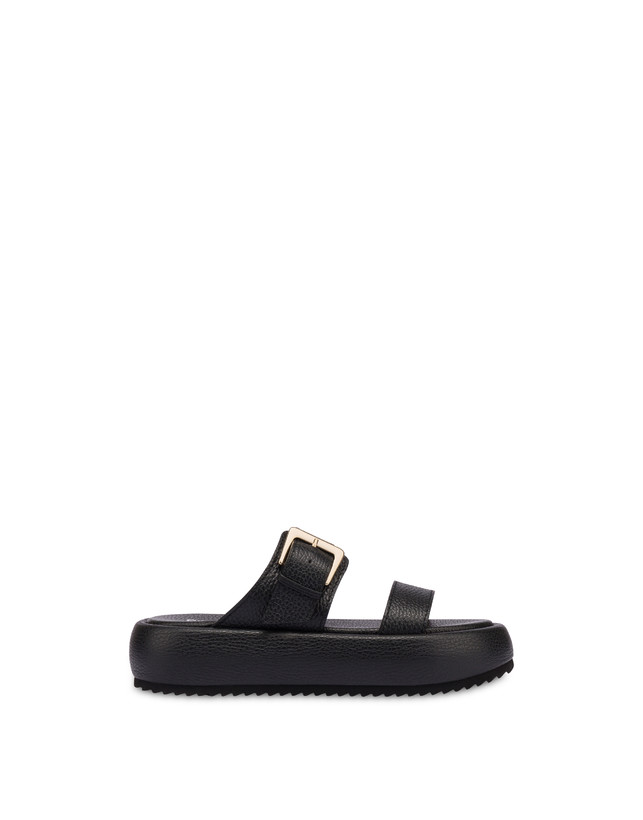 Pollini Sandali Flatform In Vitello Bottalato Ethos Nero Limitato a 3 giorni