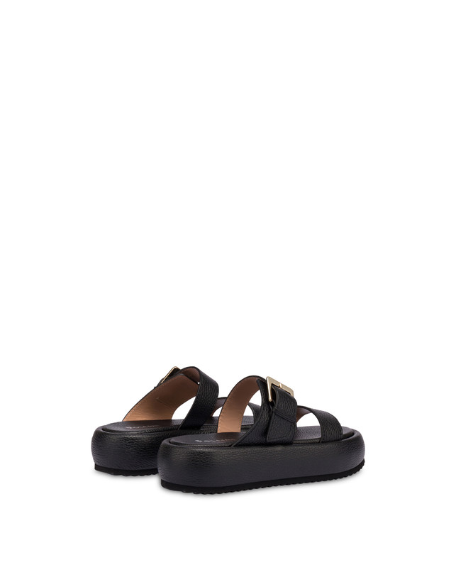 Pollini Sandali Flatform In Vitello Bottalato Ethos Nero Limitato a 3 giorni