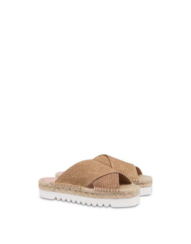 Pollini Sandali Espadrillas In Vitello Stampa Intreccio Summer Time Wood-oro 50% di sconto per tempo limitato
