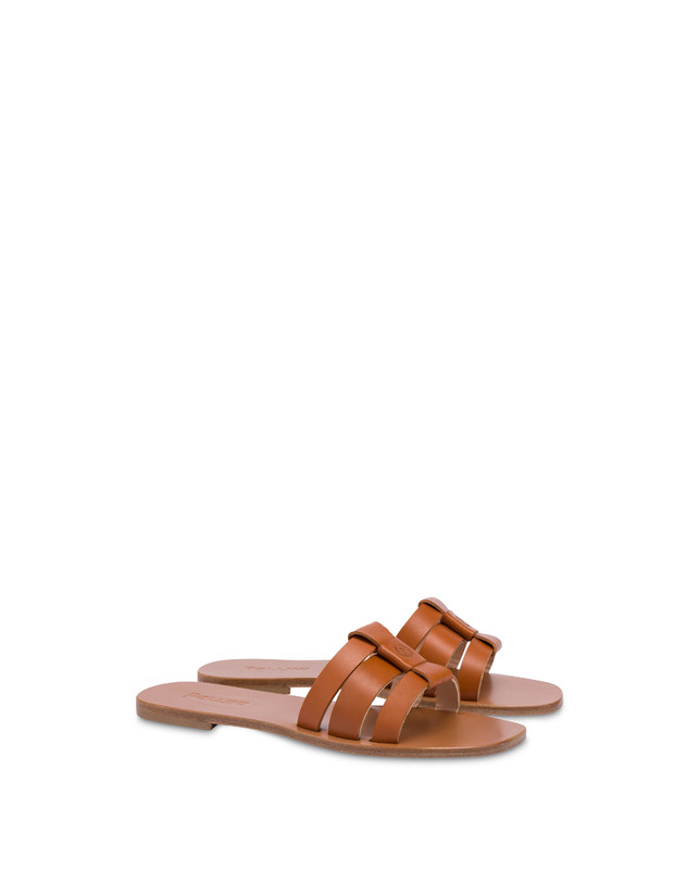 Pollini Sandali Flat In Vacchetta Sahara Wood 2025
