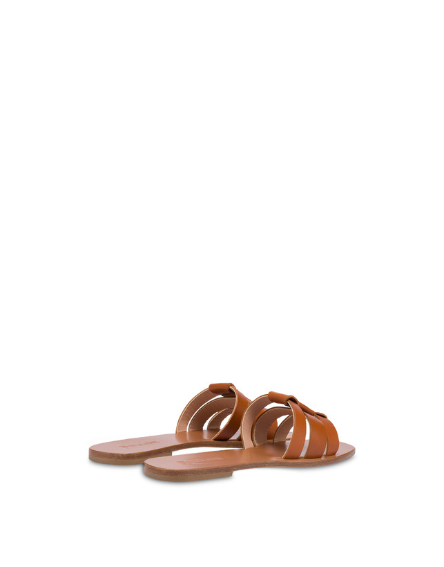 Pollini Sandali Flat In Vacchetta Sahara Wood 2025