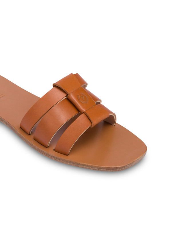 Pollini Sandali Flat In Vacchetta Sahara Wood 2025