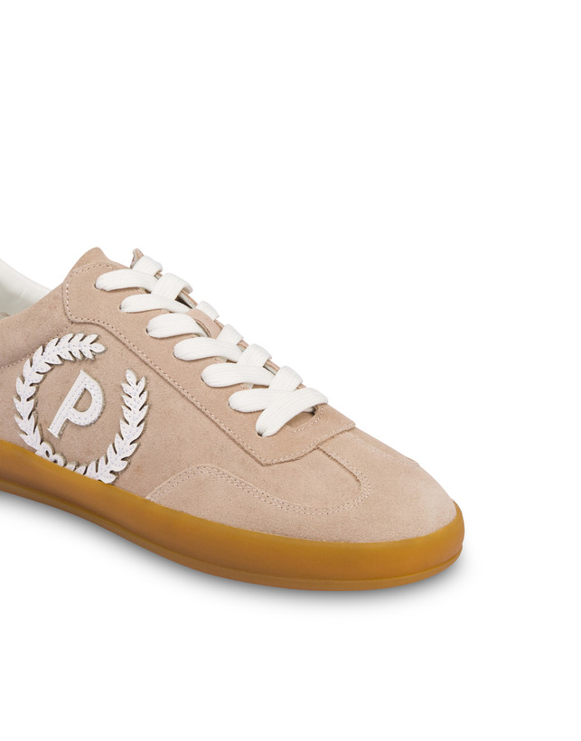 Pollini Sneakers In Crosta Venus Beige/bianco In Linea